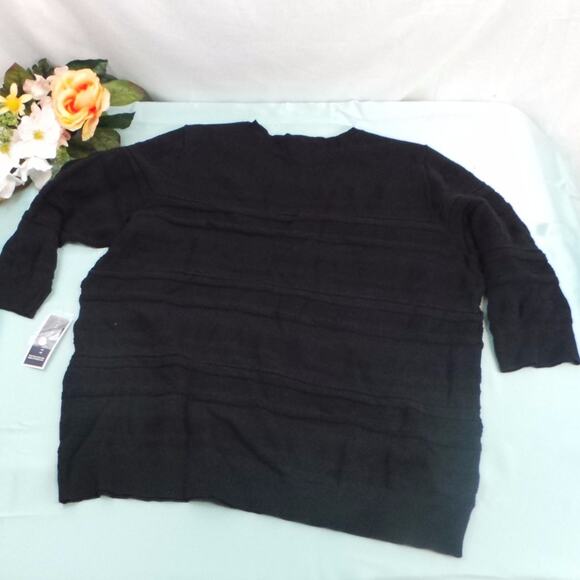 Karen Scott Sweater Women's 1X Black Textured Long Sleeve Shoulder Button Accent - Picture 5 of 7